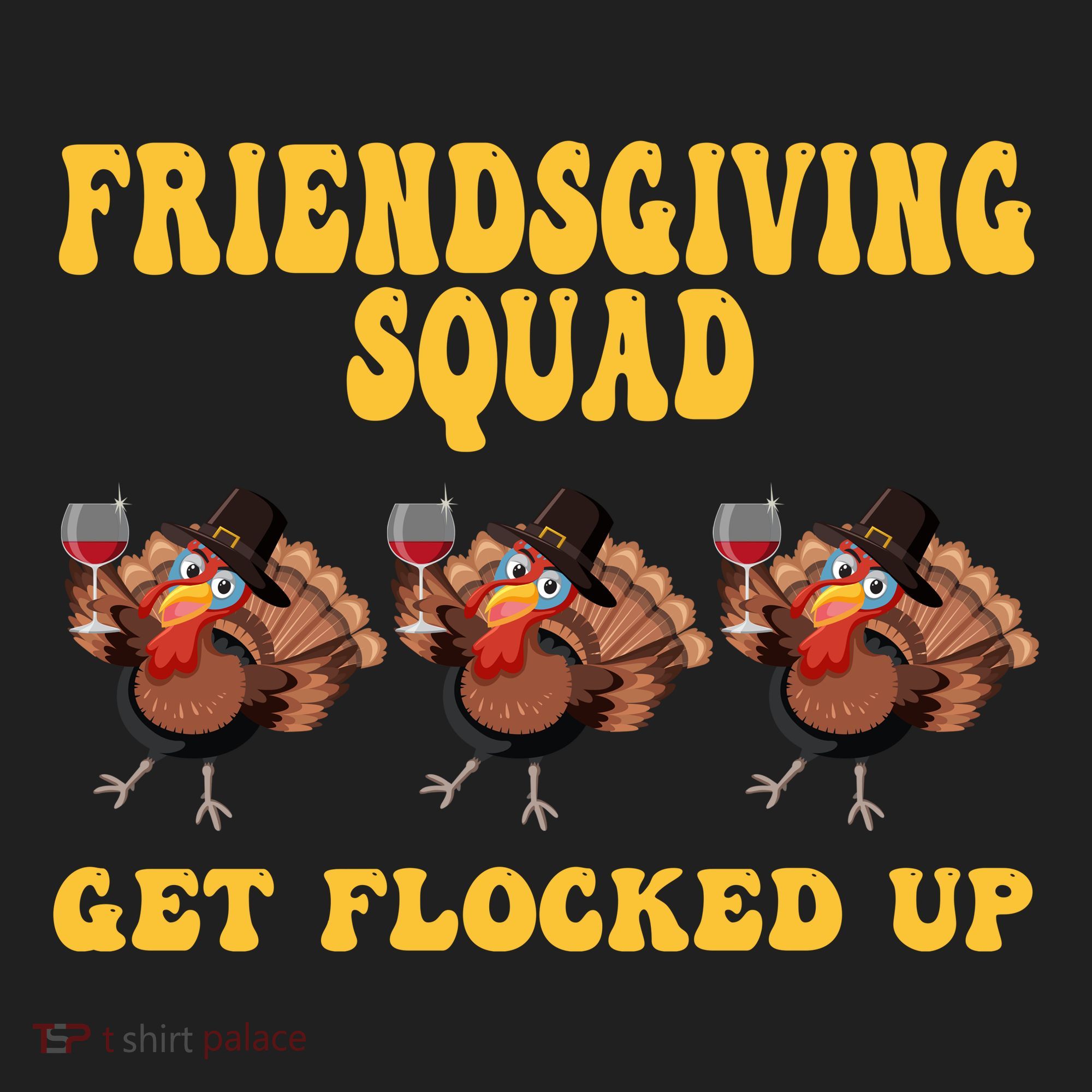 Friendsgiving Squad Get Flocked Up Funny Thanksgiving Beanie
