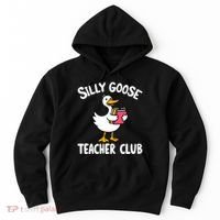 Funny Silly Goose Teacher Club Animal Lover Groovy Teacher Hoodie thumb 0