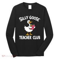 Funny Silly Goose Teacher Club Animal Lover Groovy Teacher Long Sleeve Shirt thumb 0