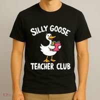 Funny Silly Goose Teacher Club Animal Lover Groovy Teacher T-Shirt thumb 3
