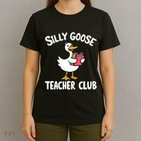 Funny Silly Goose Teacher Club Animal Lover Groovy Teacher T-Shirt thumb 4