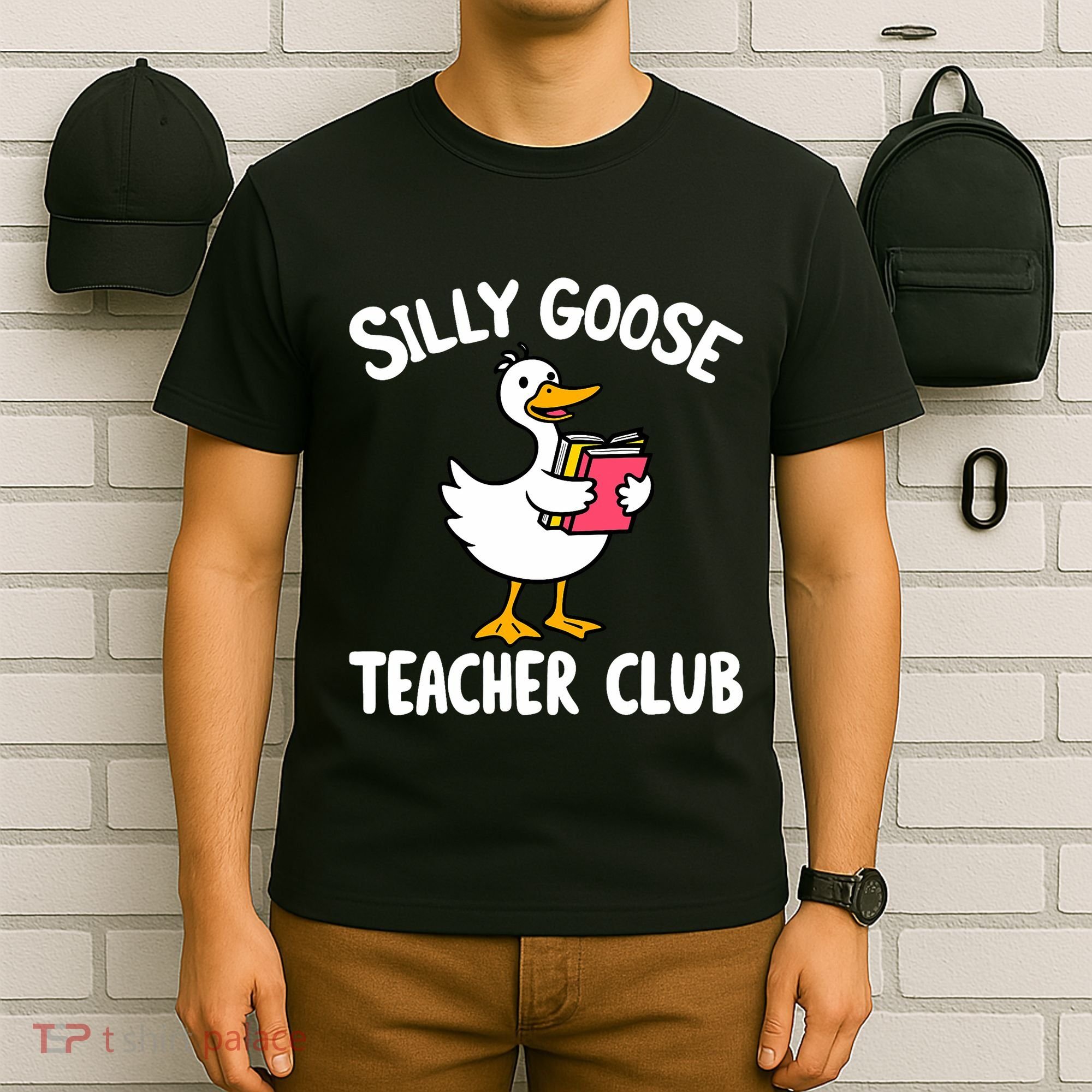 Funny Silly Goose Teacher Club Animal Lover Groovy Teacher T-Shirt