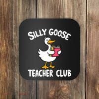 Funny Silly Goose Teacher Club Animal Lover Groovy Teacher Coaster thumb 0