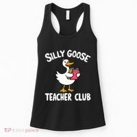 Funny Silly Goose Teacher Club Animal Lover Groovy Teacher Women's Tank Top thumb 0