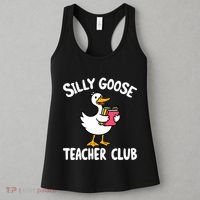 Funny Silly Goose Teacher Club Animal Lover Groovy Teacher Women's Tank Top thumb 3