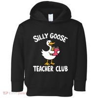 Funny Silly Goose Teacher Club Animal Lover Groovy Teacher Toddler Hoodie thumb 0