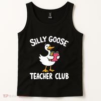 Funny Silly Goose Teacher Club Animal Lover Groovy Teacher Tank Top thumb 2