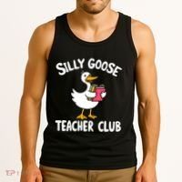 Funny Silly Goose Teacher Club Animal Lover Groovy Teacher Tank Top thumb 3