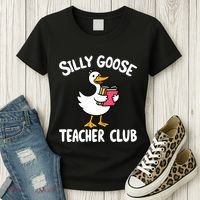 Funny Silly Goose Teacher Club Animal Lover Groovy Teacher Women's T-Shirt thumb 3