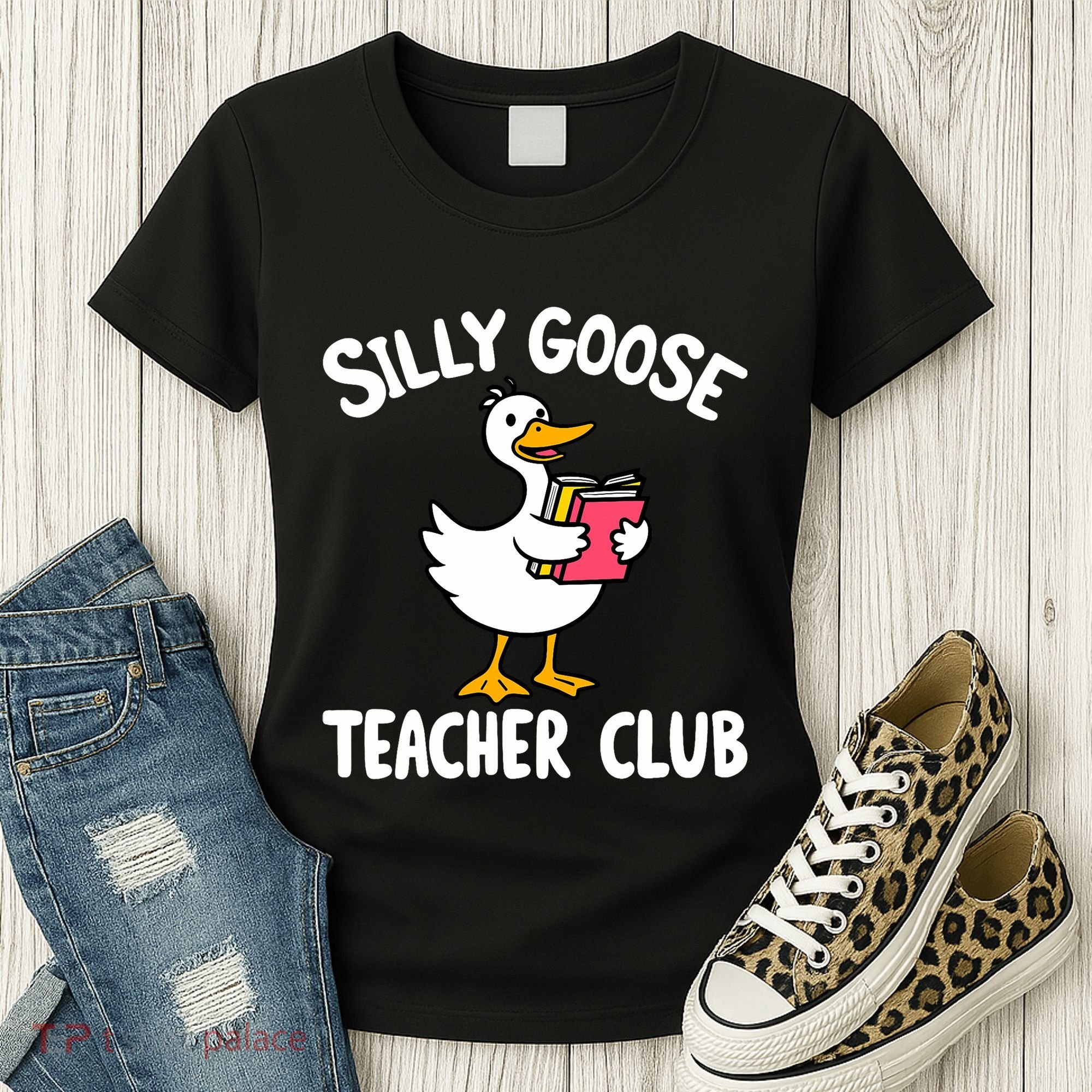 Funny Silly Goose Teacher Club Animal Lover Groovy Teacher Women's T-Shirt