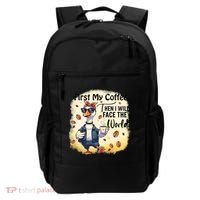 Funny Sarcastic Goose My Coffee Then Face The World Backpack thumb 0