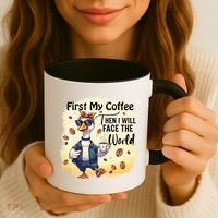 Funny Sarcastic Goose My Coffee Then Face The World Coffee Mug thumb 3