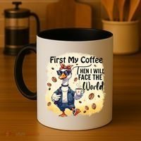 Funny Sarcastic Goose My Coffee Then Face The World Coffee Mug thumb 4