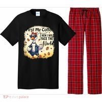 Funny Sarcastic Goose My Coffee Then Face The World Pajama Set thumb 0