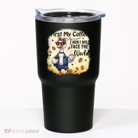 Funny Sarcastic Goose My Coffee Then Face The World Tumbler thumb 0