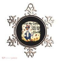 Funny Sarcastic Goose My Coffee Then Face The World Ornament thumb 0