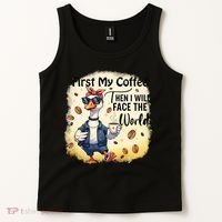 Funny Sarcastic Goose My Coffee Then Face The World Tank Top thumb 2