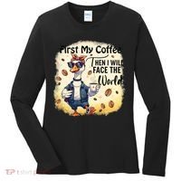 Funny Sarcastic Goose My Coffee Then Face The World Women's Long Sleeve Shirt thumb 0