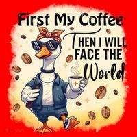 Funny Sarcastic Goose My Coffee Then Face The World Santa Hat thumb 1