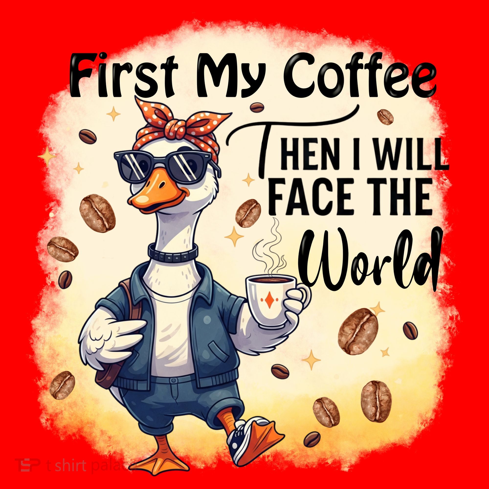 Funny Sarcastic Goose My Coffee Then Face The World Santa Hat