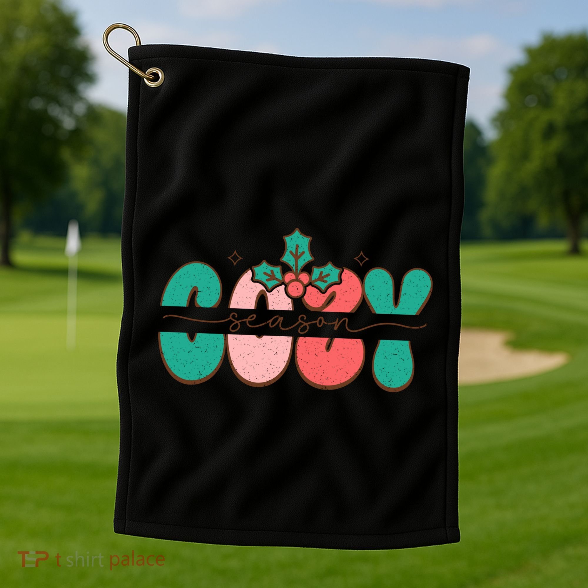 Festive Season Greetings Illustration Golf Towel