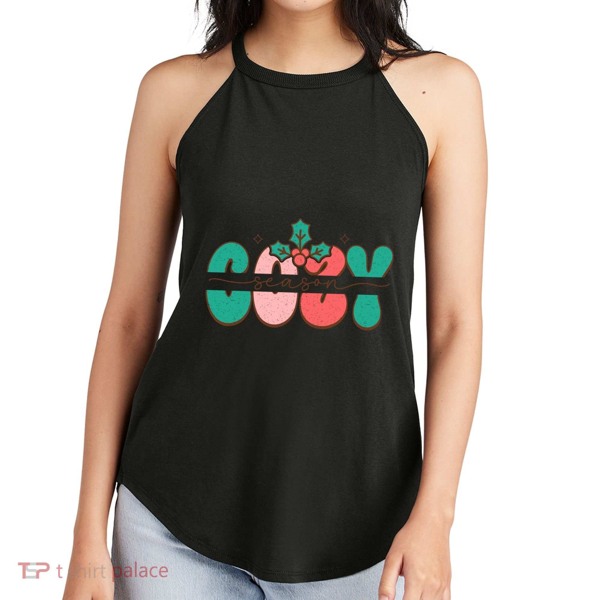 Festive Season Greetings Illustration Women's Perfect Tri Rocker Tank