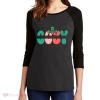 Festive Season Greetings Illustration Women's Tri-Blend 3/4-Sleeve Raglan Shirt thumb 2