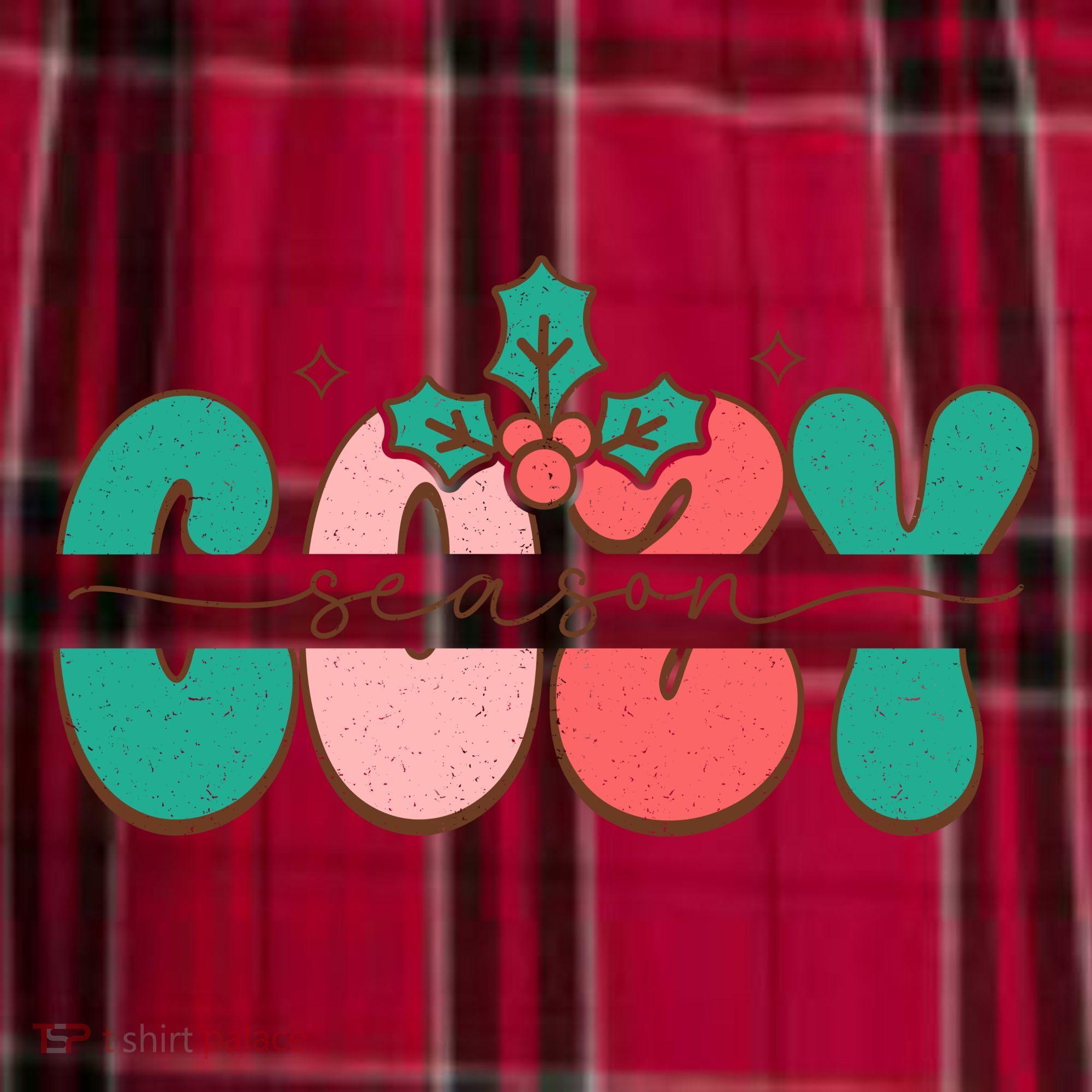 Festive Season Greetings Illustration Women's Flannel Plaid Pajama Pants