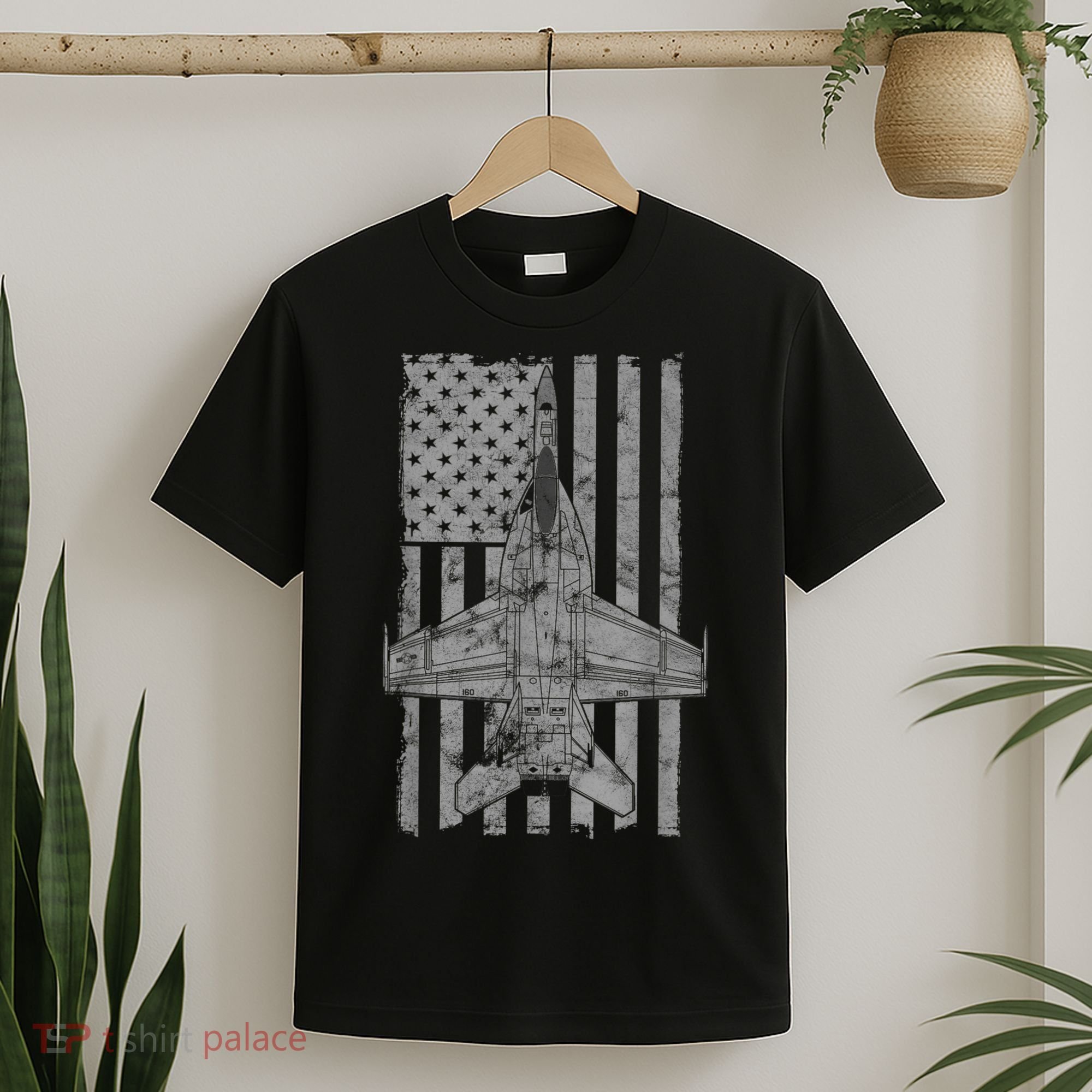 F18 Super Hornet Jet Airplane Vintage Flag T-Shirt