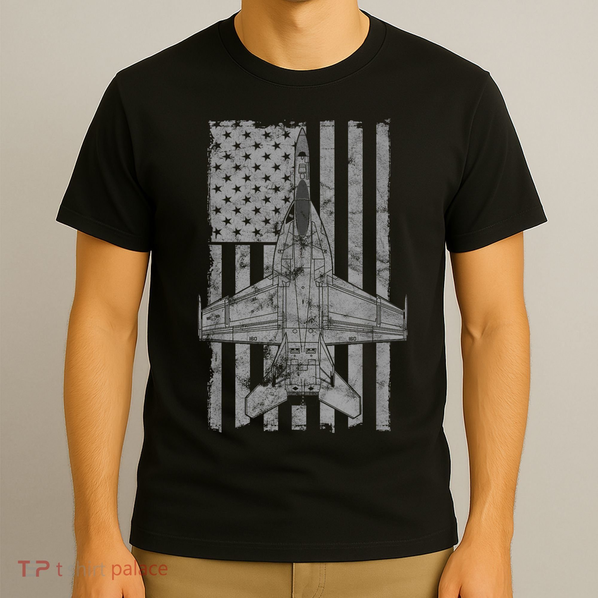 F18 Super Hornet Jet Airplane Vintage Flag T-Shirt