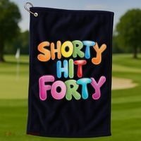 Funny Shorty Hit Forty 40th Birthday Gifts Premium Golf Towel thumb 1