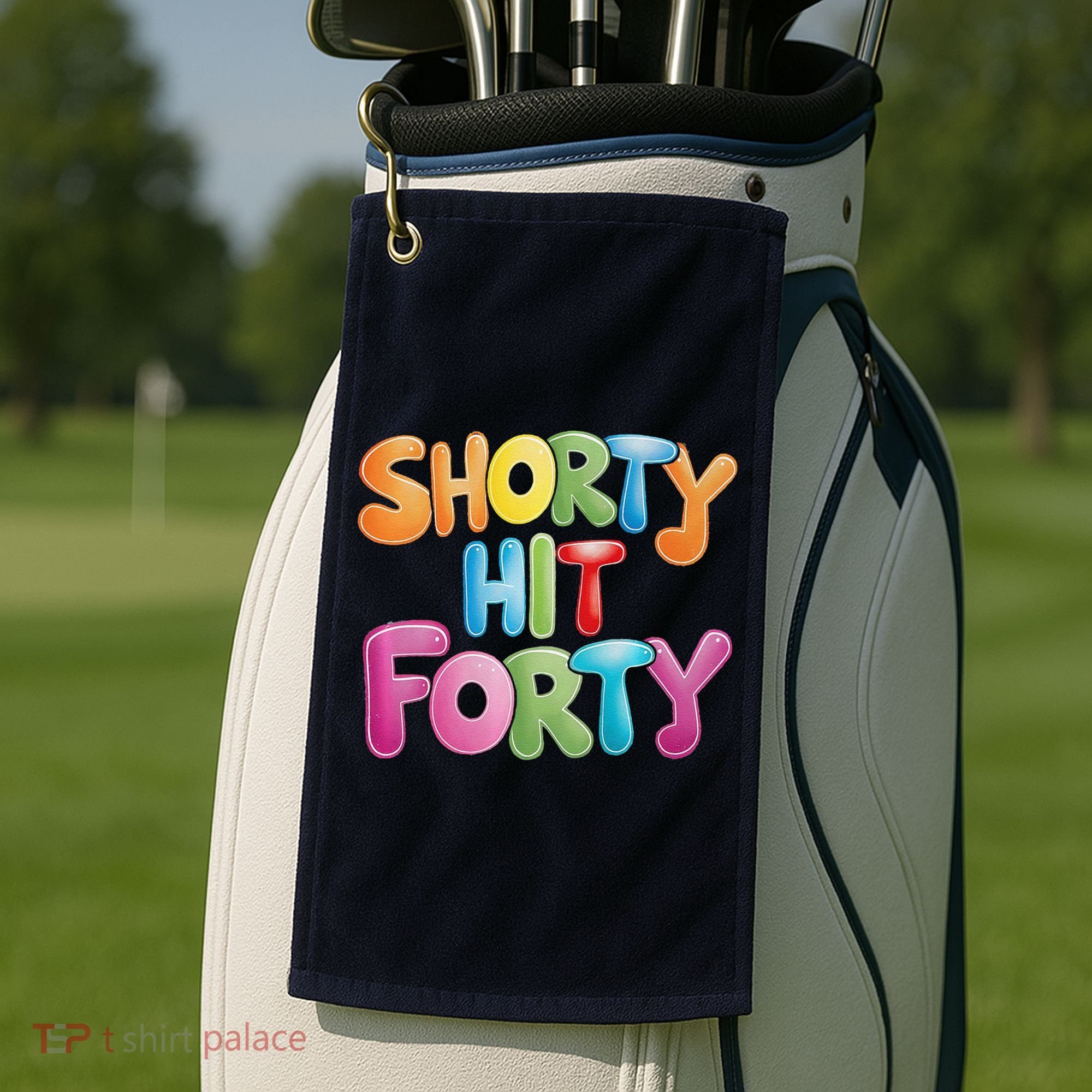 Funny Shorty Hit Forty 40th Birthday Gifts Premium Golf Towel