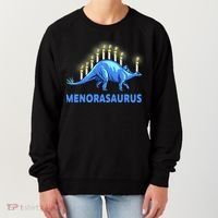 Funny Stegosaurus Hanukkah Dinosaur Menorah Dino Women's Sweatshirt thumb 0