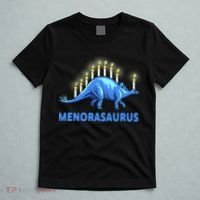 Funny Stegosaurus Hanukkah Dinosaur Menorah Dino T-Shirt thumb 5