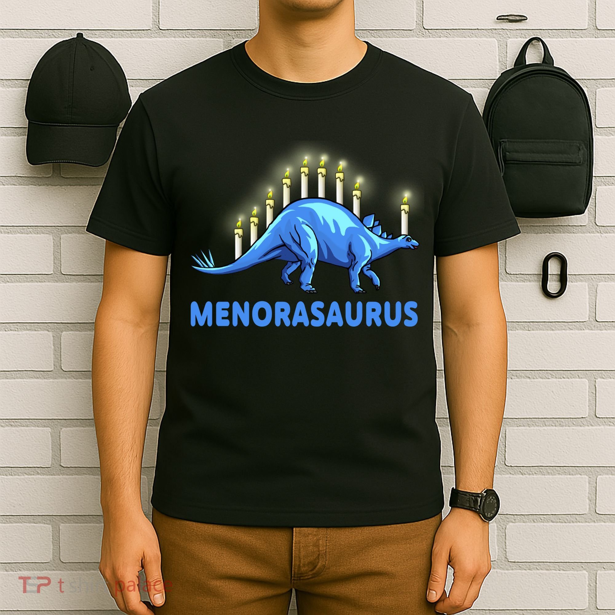 Funny Stegosaurus Hanukkah Dinosaur Menorah Dino T-Shirt