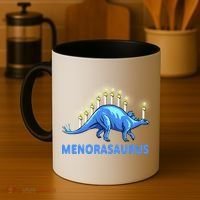 Funny Stegosaurus Hanukkah Dinosaur Menorah Dino Coffee Mug thumb 4