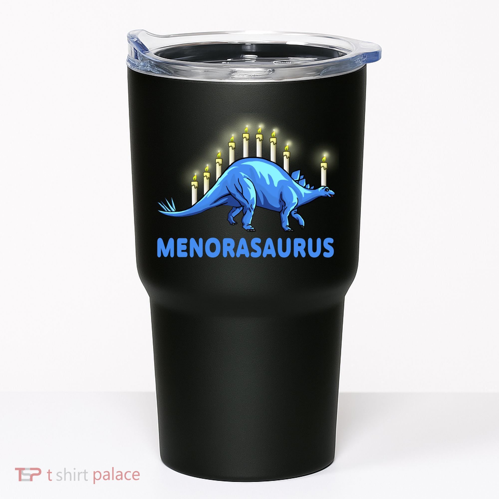 Funny Stegosaurus Hanukkah Dinosaur Menorah Dino Tumbler
