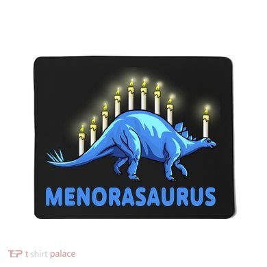 Funny Stegosaurus Hanukkah Dinosaur Menorah Dino Mousepad