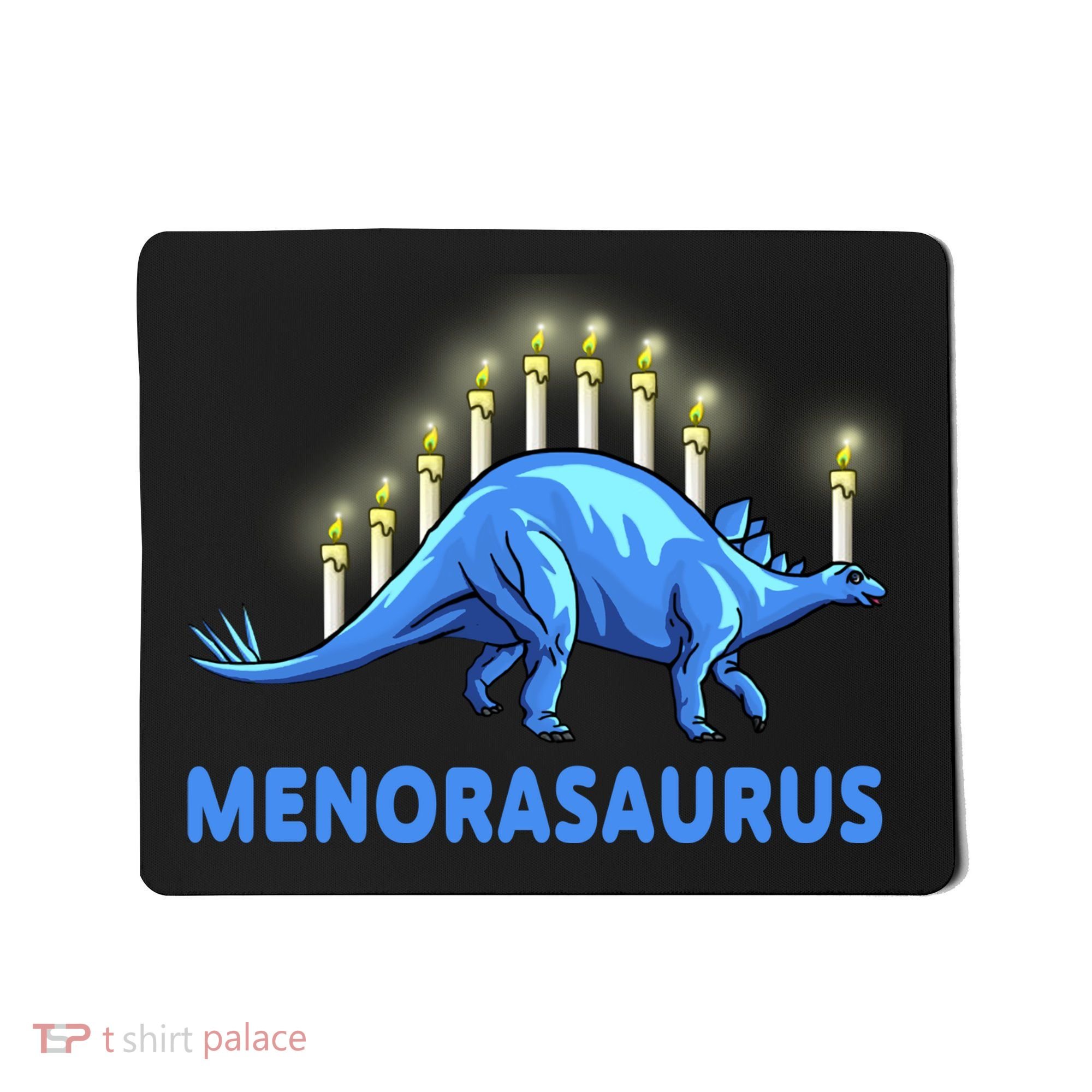 Funny Stegosaurus Hanukkah Dinosaur Menorah Dino Mousepad