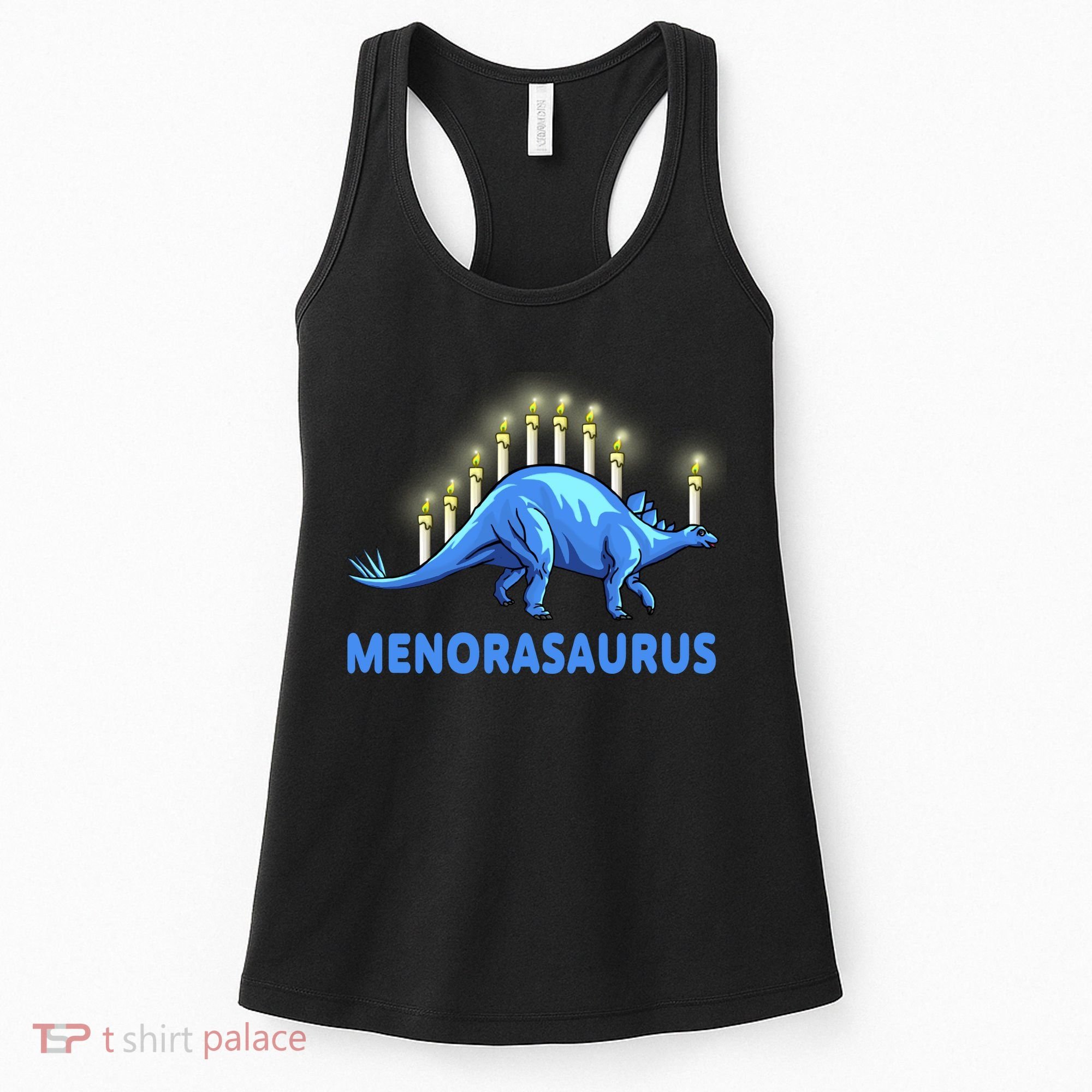 Funny Stegosaurus Hanukkah Dinosaur Menorah Dino Women's Tank Top