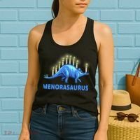 Funny Stegosaurus Hanukkah Dinosaur Menorah Dino Women's Tank Top thumb 2