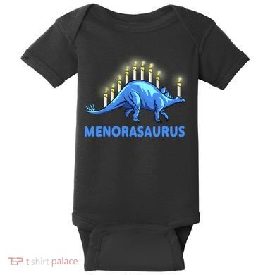 Funny Stegosaurus Hanukkah Dinosaur Menorah Dino Baby Bodysuit