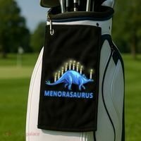 Funny Stegosaurus Hanukkah Dinosaur Menorah Dino Golf Towel thumb 2