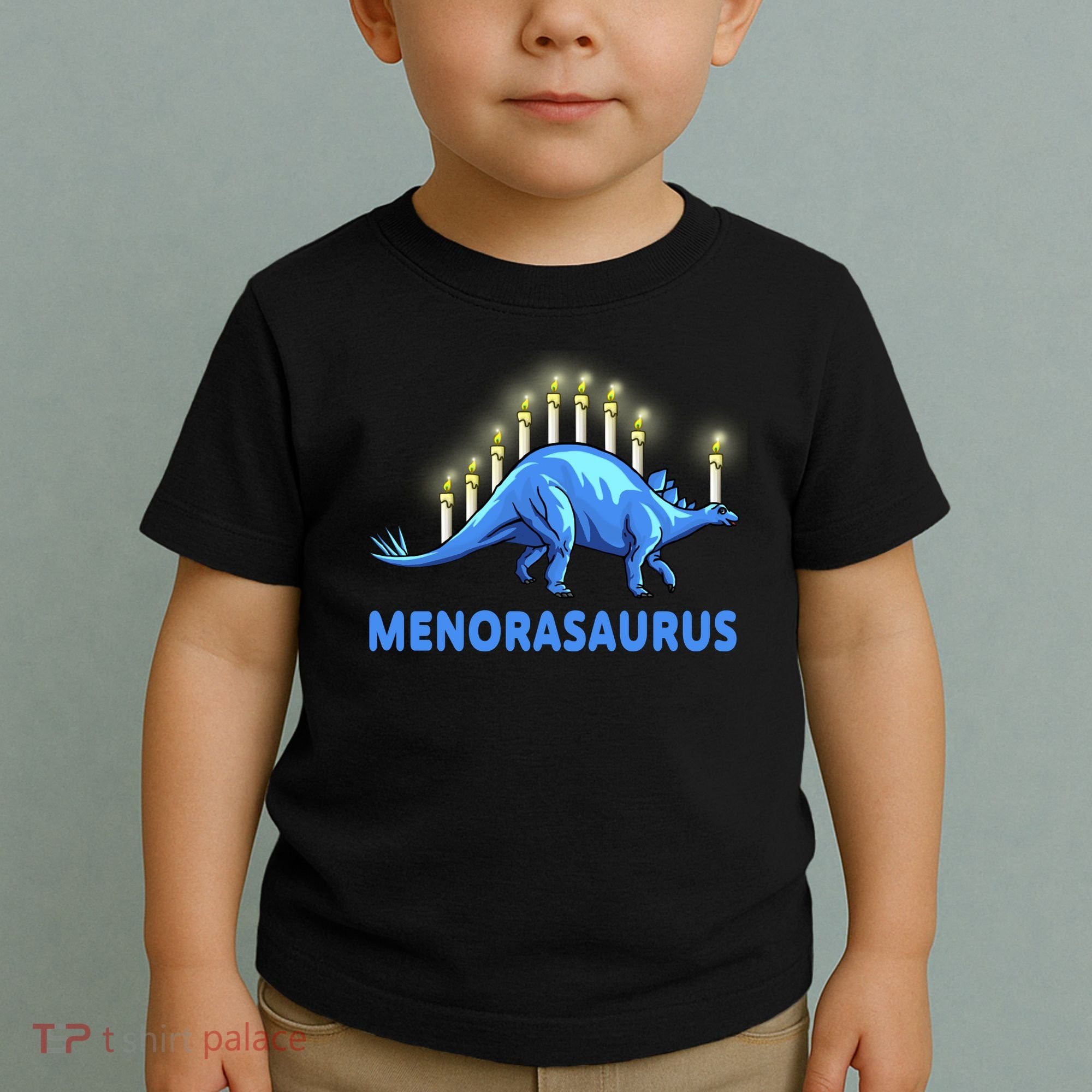 Funny Stegosaurus Hanukkah Dinosaur Menorah Dino Toddler T-Shirt