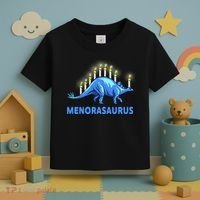 Funny Stegosaurus Hanukkah Dinosaur Menorah Dino Toddler T-Shirt thumb 3