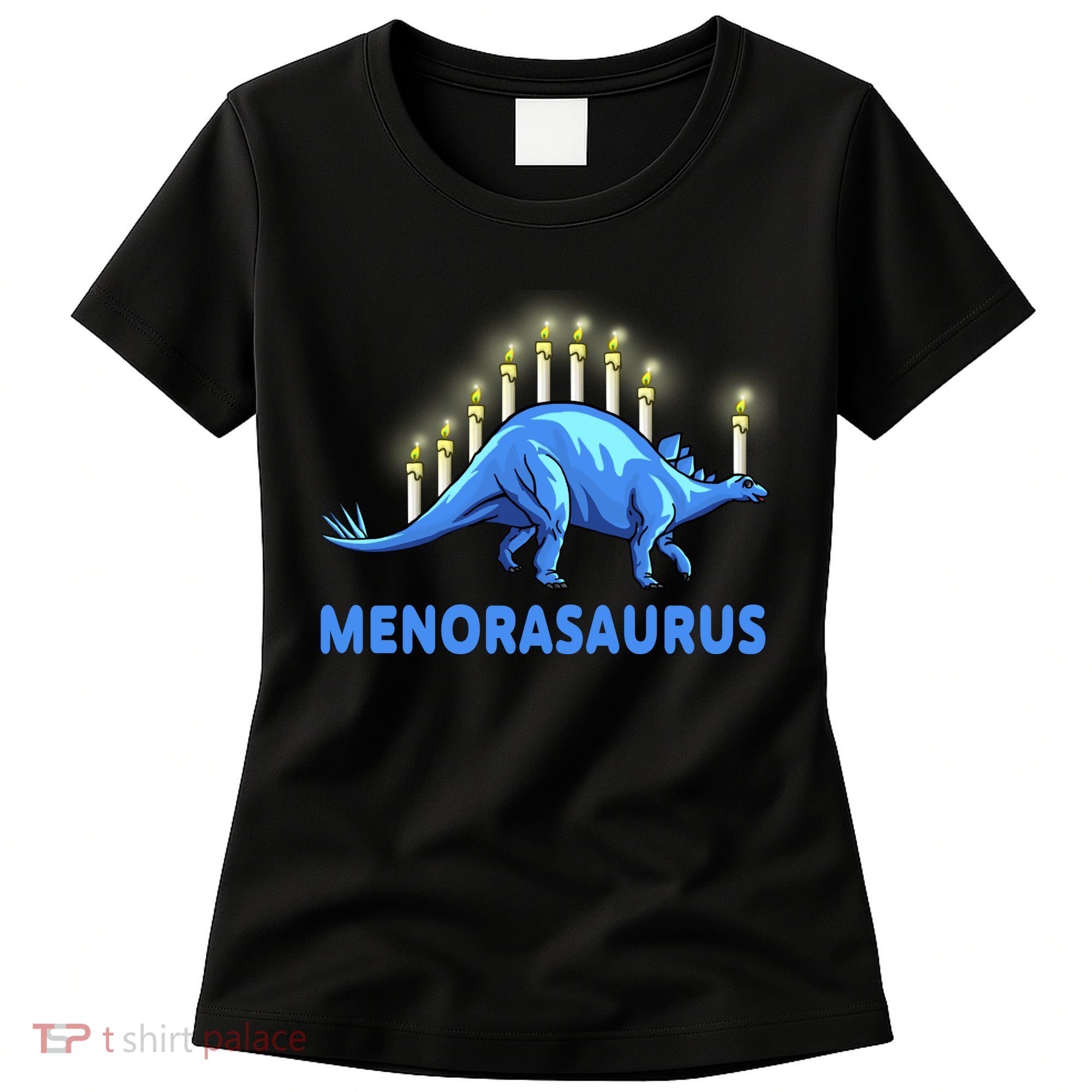 Funny Stegosaurus Hanukkah Dinosaur Menorah Dino Women's T-Shirt