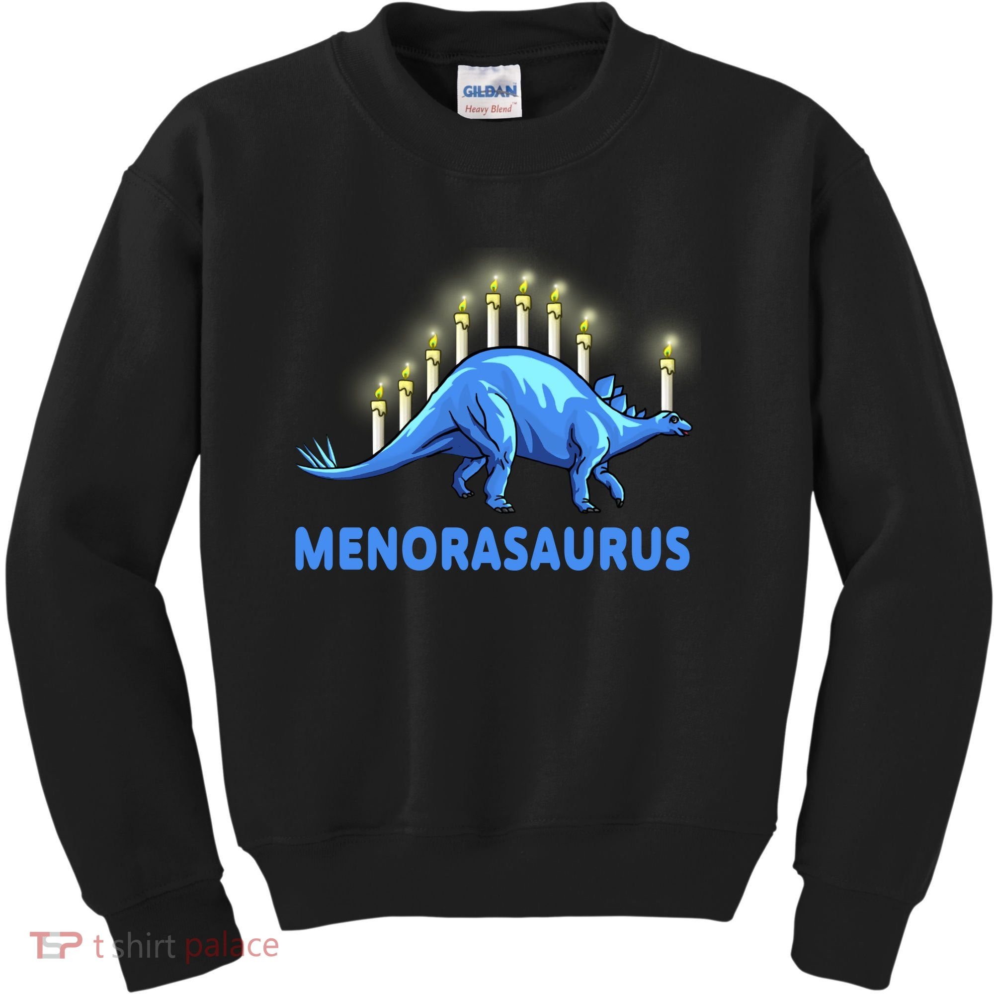 Funny Stegosaurus Hanukkah Dinosaur Menorah Dino Kids Sweatshirt