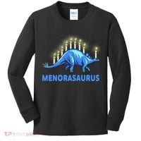 Funny Stegosaurus Hanukkah Dinosaur Menorah Dino Kids Long Sleeve Shirt thumb 0