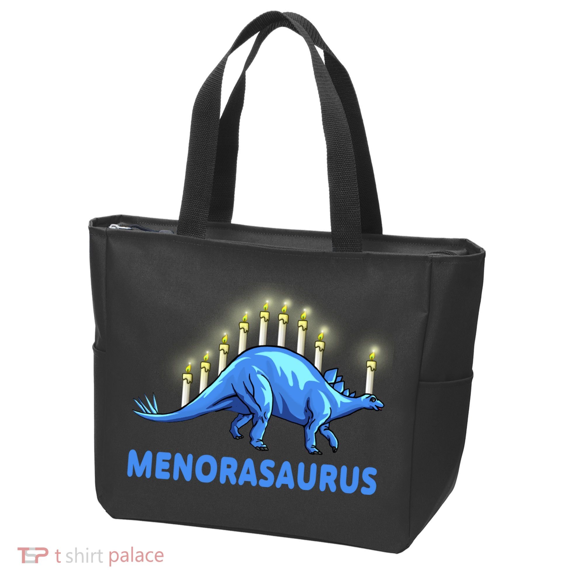 Funny Stegosaurus Hanukkah Dinosaur Menorah Dino Tote Bag