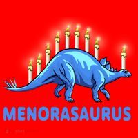 Funny Stegosaurus Hanukkah Dinosaur Menorah Dino Santa Hat thumb 1
